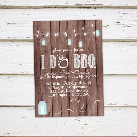 printable i do bbq invitation engagement party elopement reception