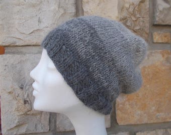 Grey ombre Beanie in 100% alpaca