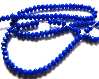 30 ROUND GLASS BEADS HAS FACETED 3 MM ULTRAMARINE BLUE