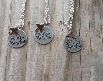 In Omnia Paratus Necklace//Gilmore Girls//Pop Culture//Life and Death Brigade//Rory Gilmore//Logan Huntzberger//Hand Stamped//Stamped