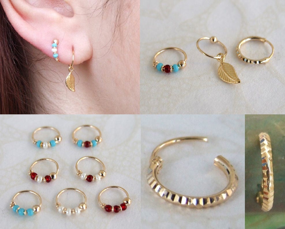 Set of 3 Gold Hoop Earrings for 2nd and 3rd ear piercings