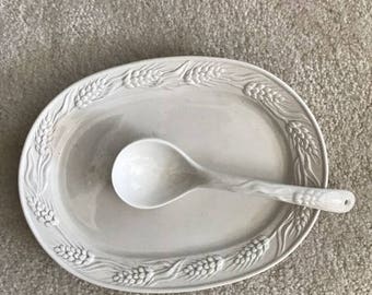 Otagiri Serving Platter White Ceramic with Ladle