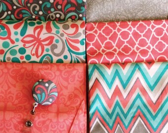 Retractable Badge Holder with Custom Fabric Cover (rotating alligator clip)