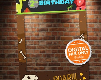 Dinosaur Theme Photo Booth. Party Prop Frame. Digital File only