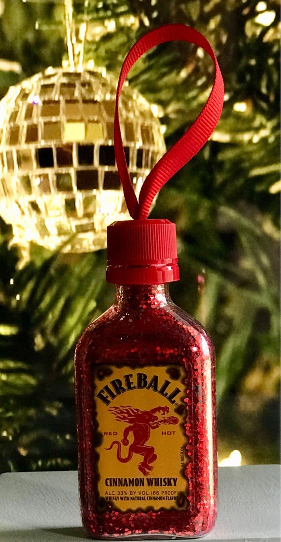 Fireball Whisky glitter Christmas ornament