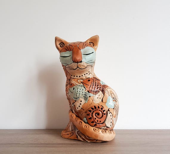 cat ceramic sculpture