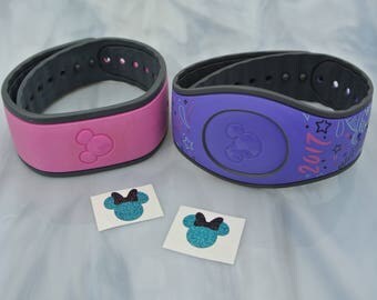GLITTER Mouse with Bow Decals pack of TWO for the Magic Band - MagicBand 2 Decal - Magic Band Sticker - Glitter Mouse Head & Bow