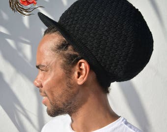 Large Solid Black Dreadlock Tam Cap