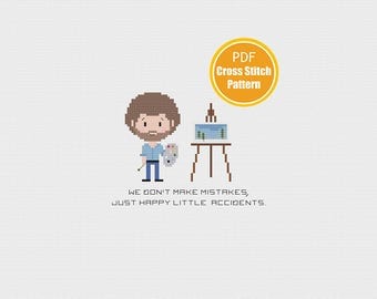 Bob Ross Cross stitch - PDF Instant Download - Cross stitch pattern - Art