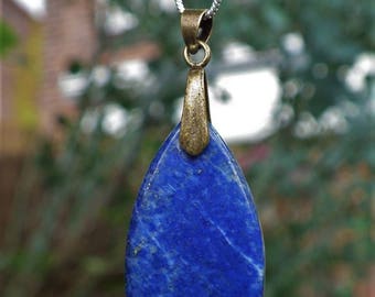 Lapis Lazuli pendant with bronze bail