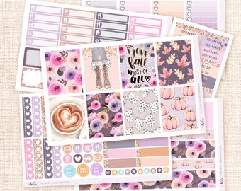 Fall Girl Sticker Kit / 6 sheets, matte or glossy planner stickers