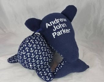 personalized whale stuffed animal-personalized baby gift-personalized stuffed animal-whale stuffed animal-nautical nursery decor-baby gift