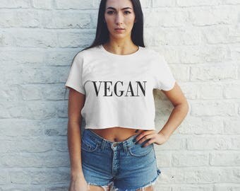 VEGAN CROP TOP - t shirt Girls Graphic Print Tee Womens hipster punk goth swag kawaii music Slogan t-shirt #ootd S M L X L