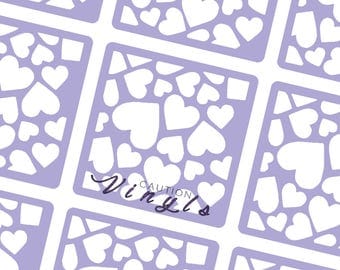 Scattered Hearts Nail Vinyl - Nail Stencil for Nail Art