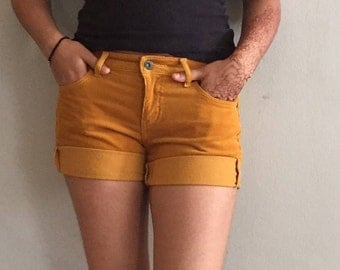 Mustard Yellow UniQlo Cuffed Shorts