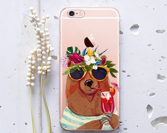 iPhone 7 Plus iPhone 6s Bear Print iPhone SE Case for Samsung Galaxy S7 Case, Samsung Galaxy S6 Case, Samsung Galaxy S7 Edge Case Animal 244
