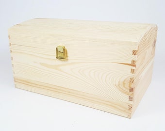 Large Wooden Treasure Chest Keepsake Memory Box Storage Plain Unpainted Craft Decoupage