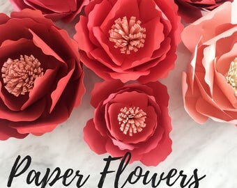 Paper peony template | flower template | paper flower backdrop | flower backdrop DIY | rose template | paper flower template | paper flower