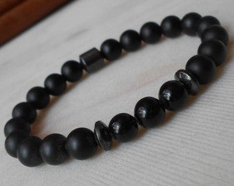 Mens Shungite Bracelet Black Bracelet Beaded Mens Bracelet Shungite Bracelet Male Bead Bracelet Men Energy Bracelet Shungite Jewelry Black