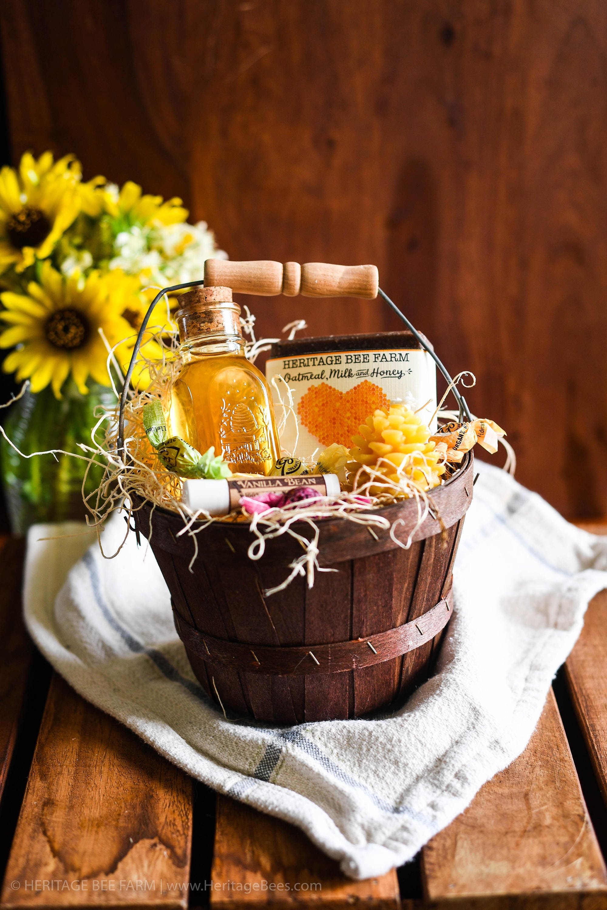 Cute Gift Basket Raw Honey and Handmade soap gift baskets