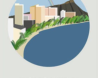Honolulu, hawaii, aloha, city art, city, illustration, digital, art print