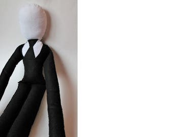 Slender Man doll-Very Large Slenderman doll-Slendy style black and white creepy doll-Halloween decor-unusual gifts