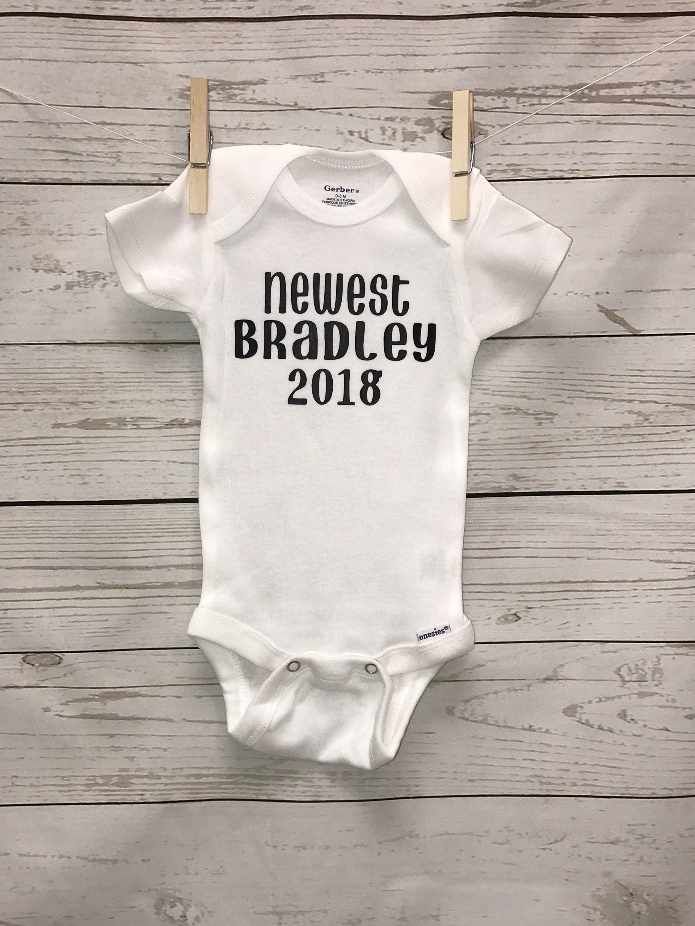 Pregnancy Reveal Last Name Onesie coming home onesie baby