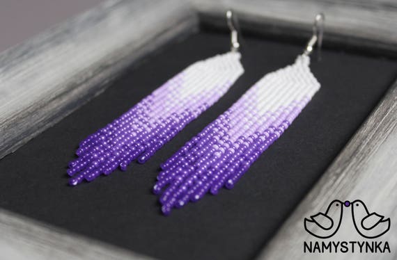 Violet pantone beaded earrings Purple earrings Ultra Violet