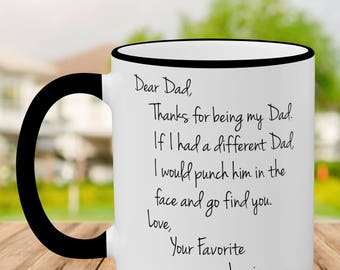 Dear Dad Punch In The Face Funny Coffee Mug // Love Your Favorite Personalized Mug // Father's Day Mug // Dad Mug // Birthday Gift