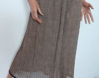Leopard Print Pleated Long Skirt Midi French Bleu Blanc Rouge Plisse 80s Eighties Animal Print Elasticated Waist