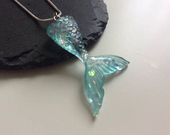Cute glitter resin mermaid tail necklace , glitter jewellery , tail pendant , resin glitter necklace , resin jewellery , mermaid gifts