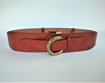 1985 Ginnie Johansen Dallas Wide Leather Brown Belt