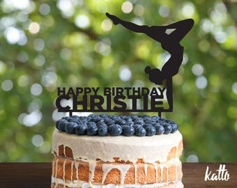 Gymnast birthday Cake Topper- Customizable Cake Topper- Gymnastics Cake Topper- Silhouette Gymnast Cake Topper- Personalized cake topper