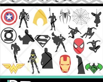 Super hero svg,Iron man svg, Spider man svg, Super man svg,W Woman svg,Batman svg, Silhouette and Design Studio, Files for Cricut, Cutting.
