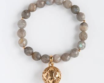Labradorite Fragrance Bracelet/Charm Bracelet/Gemstone Bracelet/Mineral Bracelet/Fragrance Jewelry/Sterling Silver