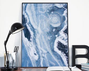 Blue Abstract Print, Marble Print, Abstract art, blue wall art, modern art print, gemstone print, gemstone art, geode print, agate print