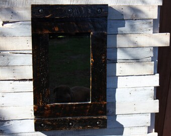 Rustic Barnboard Mirror * Wooden Mirror* Bathroom Mirror* Country Mirror* Farmhouse decor* Cottage decor* reclaimed wood mirror
