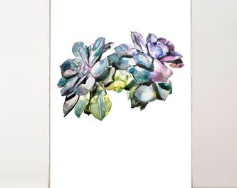 Succulent Print, Boho Home Decorating, Watercolor, Purple Succulent, Succulent Nursery, Succulent Wall Art, Succulent Cuttings, Trending Now