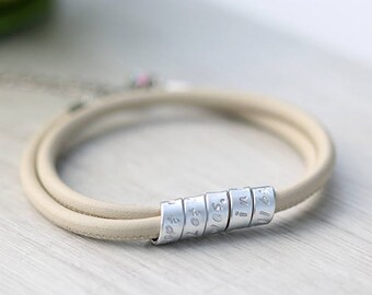Leather bracelet - Personalized jewelry Anniversary gift - Gift for her - Custom gift - Friendship gift - Name bracelet - Christmas in July