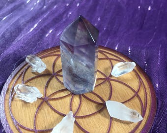 Fluorite, and Lemurian Quartz Crystal Grid / Stress Reduction / Peaceful Thoughts / Balancing Grid + Reiki Charged