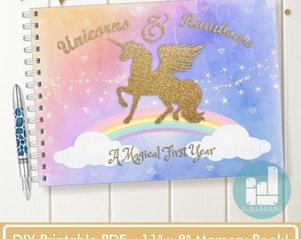 Unicorn Baby Book - Unicorn Baby Memory Book - Printable Baby Book - Unicorn Baby Shower Gift- Baby Album- Baby Journal- Printable Baby Gift