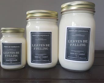 Autumn Leaves Candle, Autumn Soy Candle, Autumn Candle, Fall Candle, Soy Candle, Organic Candle, Mason Jar Candle, Mason Jar Soy Candle