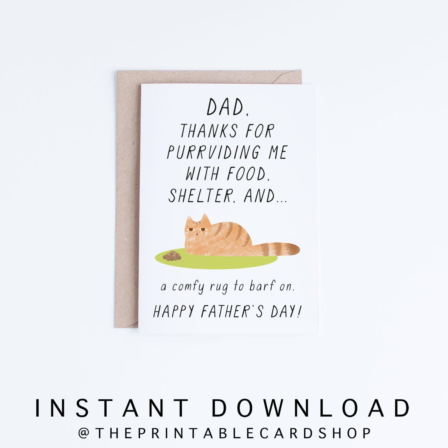 Cat Fathers Day Printable Card