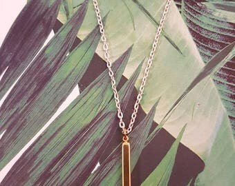 Gold bar pendant necklace, vertical bar necklace, gold bar necklace