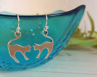 Cat Earrings - Silver Cat Earrings - Kitty Jewelry - Dainty Cat Earrings - Silver Cat Earrings - Animal Lover Gift - Cat Earrings - Cat