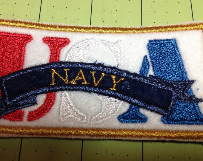Support the Military Embroidered Patches - Army - Navy - Air Force - Marines 2X4 inch Size Add to Hats, Shirts, Jackets or Quilts