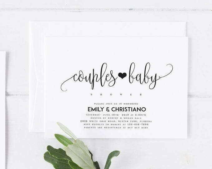 Couples Baby shower Invitation Template Baby Shower Invitation Template Editable Baby Shower Template Baby Shower Invite DIY Template