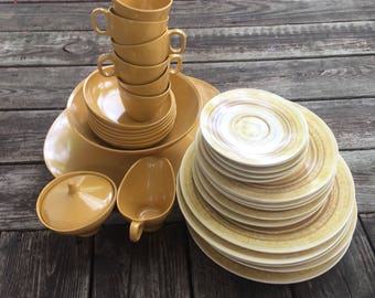 Mustard Yellow Melmac Boonton Dinnerware Service for Six
