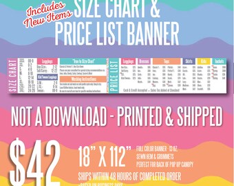 LLR Price List & Size Chart Banner - Includes New Items