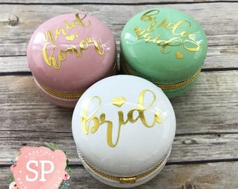 Ceramic French Macaron Jewelry Box / Trinket | Holder | Gift | Modern | Bridesmaid | Favor | Bride | Wedding